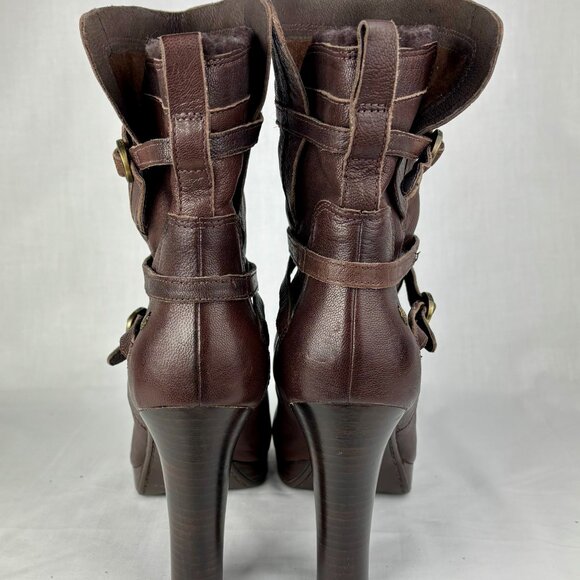 UGG Brown Ankle Booties with Chunky Heel and Buckle Details - Picture 10 of 16